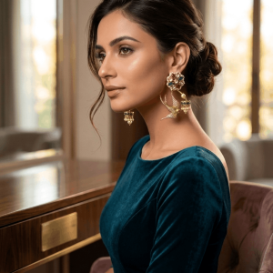 Bird Motif Kundan Jhumka Earrings | The House of Aadhya