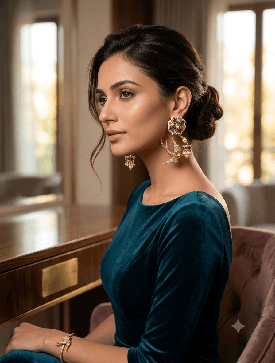 Bird Motif Kundan Jhumka Earrings | The House of Aadhya